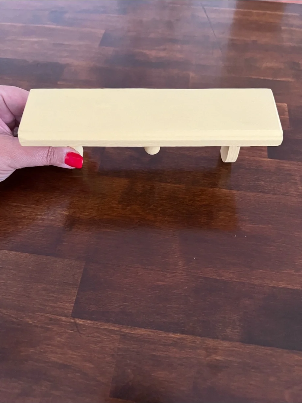 Butter Yellow Small Wooden Wall Shelf/Hook